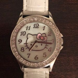 Hello Kitty White and Rhinestone watch